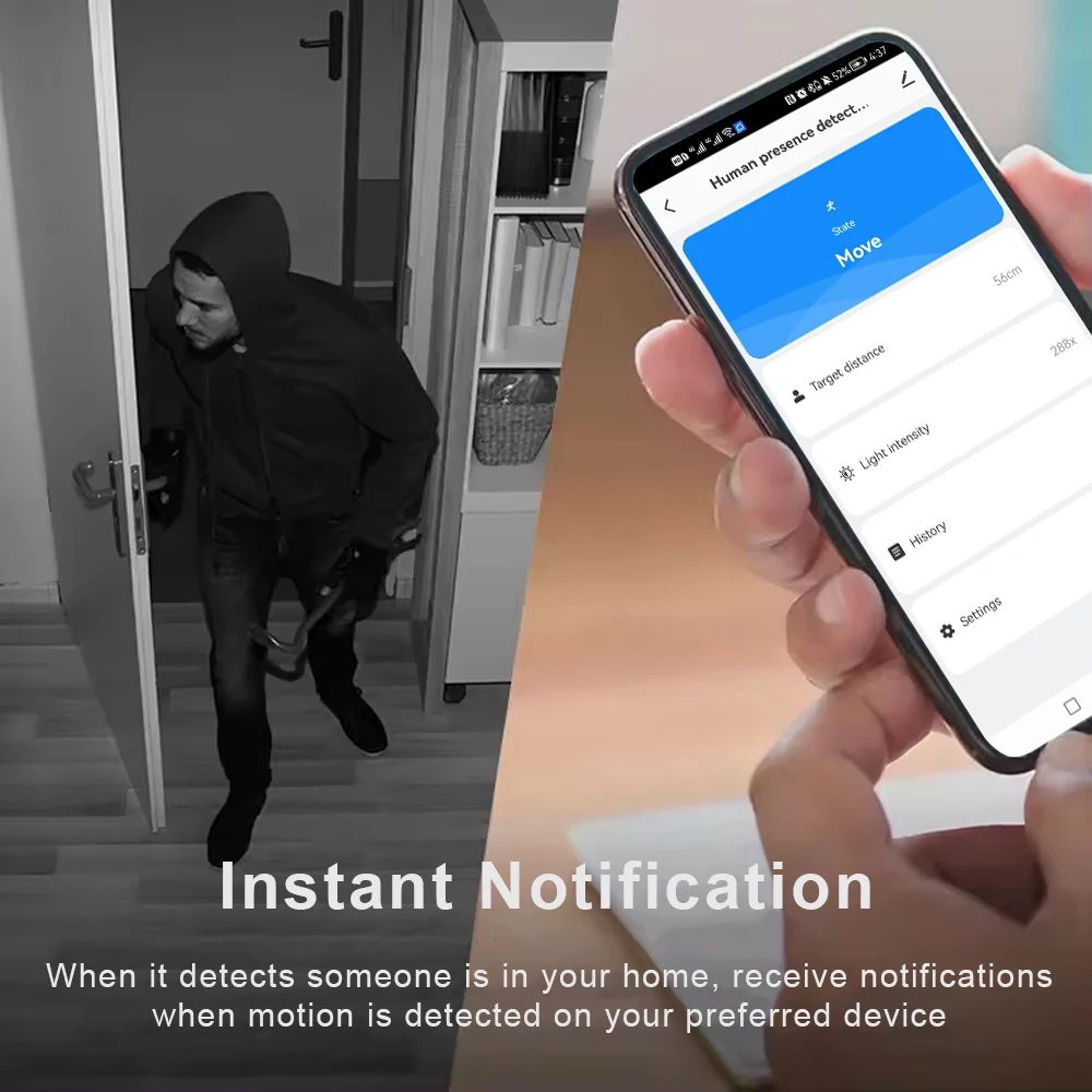 Tuya WiFi/Zigbee Human Presence Sensor MmWave Radar Detector With Luminance Sensor For Smart Home replace PIR Sensor