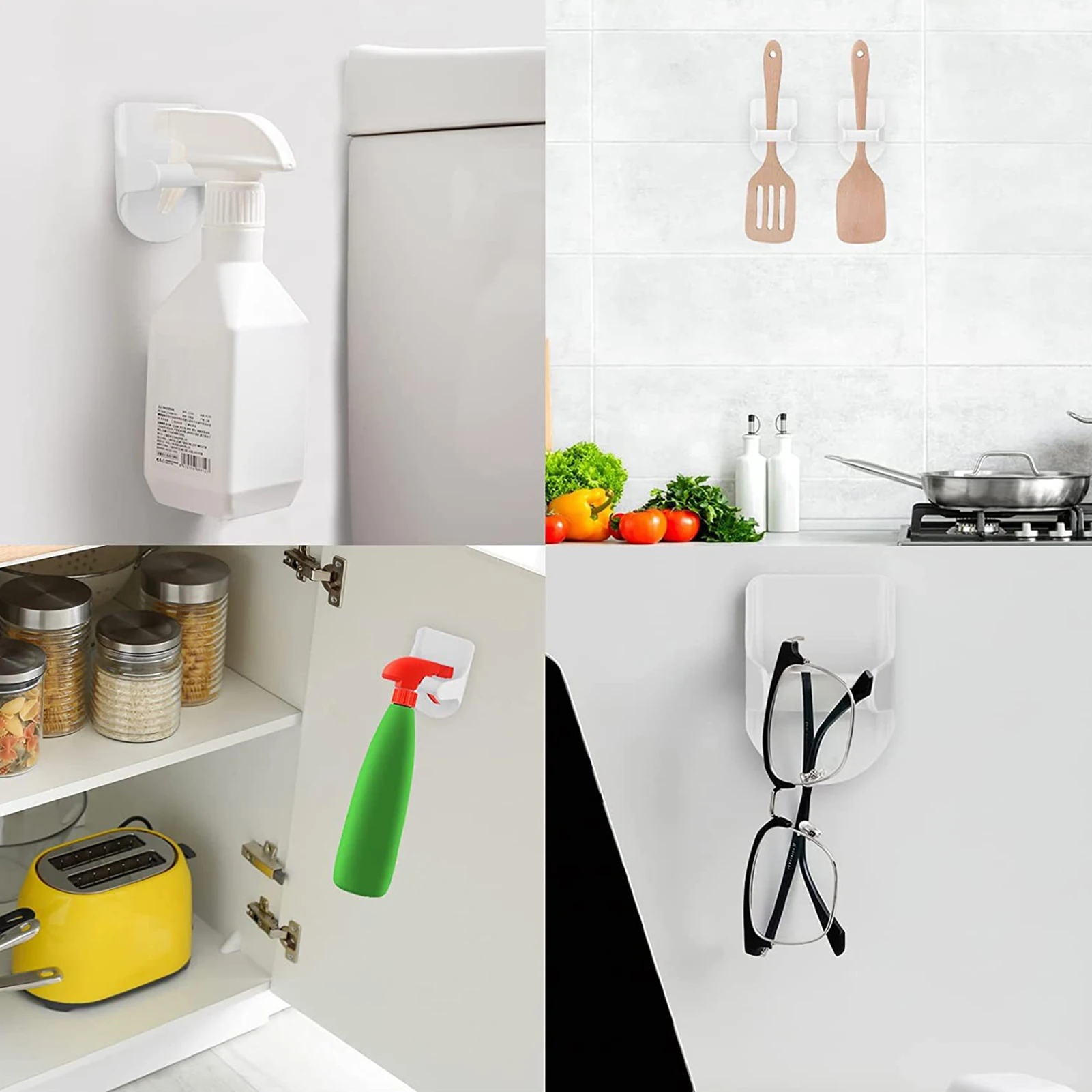 4/8Pcs Wall-mounted ABS Spray Bottle Holder Space-saving Easily Install Spray Bottle Holder for Smooth Surface Kitchen Bathroom