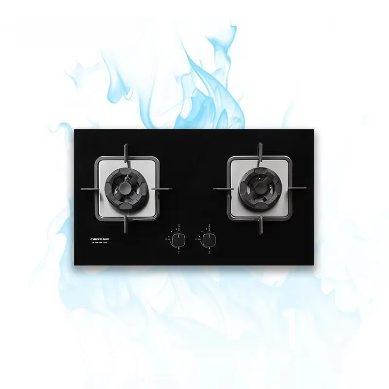 2-Burner Durable High Quality Glass Gas Stove Hob Built-In Cooker Home Kitchen Outdoor Car Copper Cap Energy-Efficient