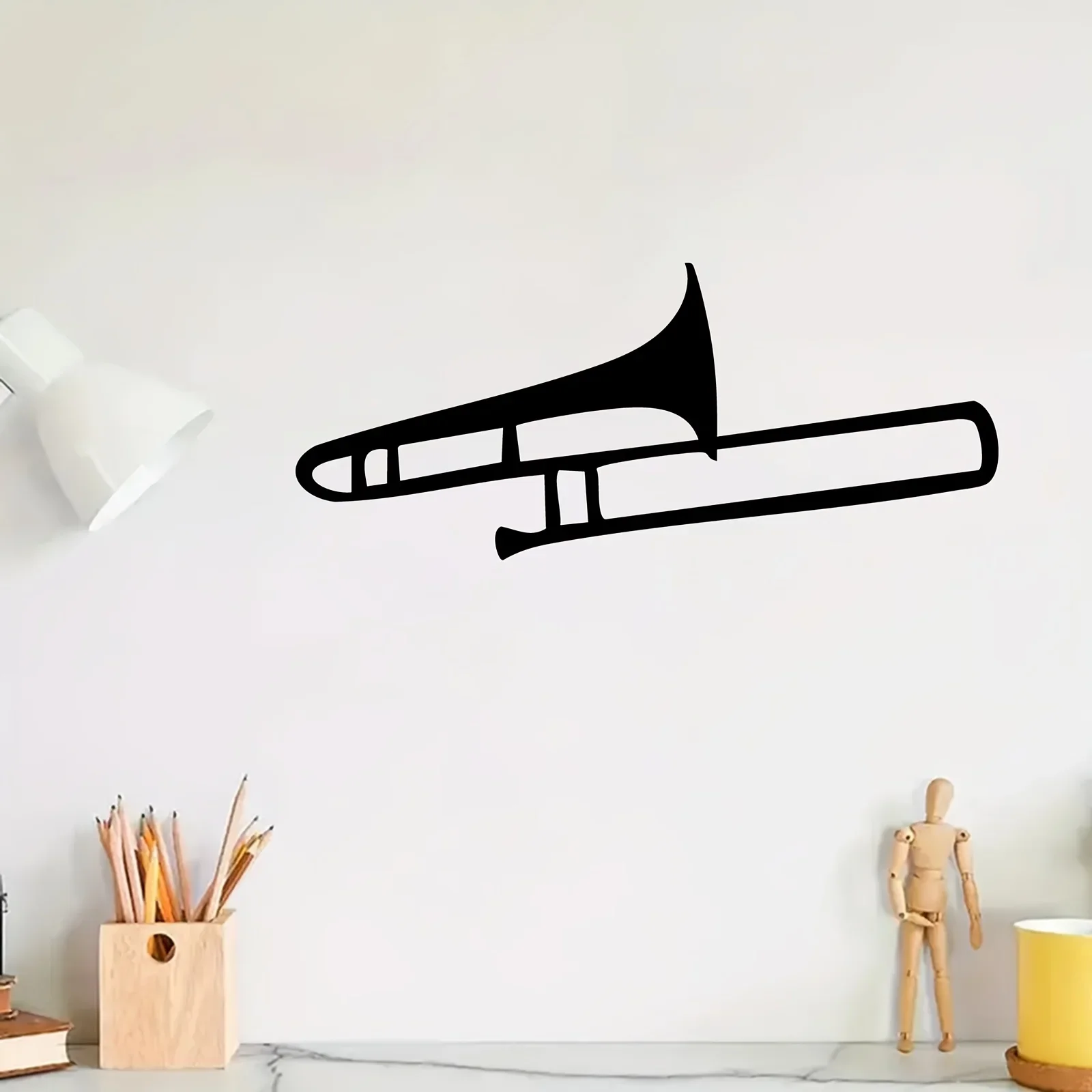 Vintage Iron Trombone Wall Art Waterproof Metal Musical Instrument Sculpture For Home Patio Garden Yard Decor 12 Inch