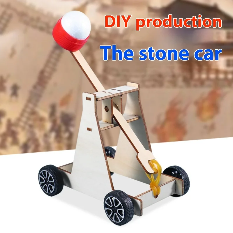 Children's Puzzle Assembled Catapult Model Toy Diy Creative Science Experiment Hand-made Props Parent-child Interactive Game