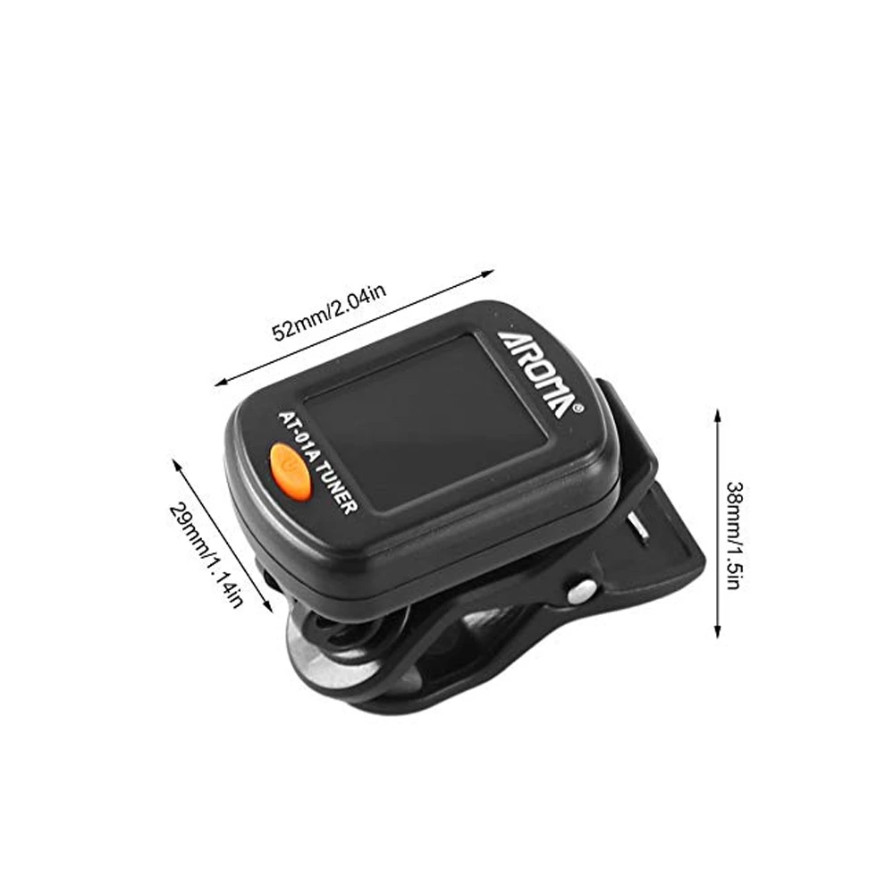AROMA Gitarrenstimmer AT-Serie, wiederaufladbarer, drehbarer Clip-on-Gitarrenstimmer mit integriertem Akku und USB-Kabel für Gitarre, Bass, Ukulele – Detail 2