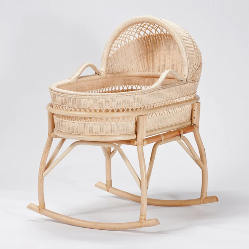 Rattan Baby Cradle Sleeping Basket Old-Fashioned Traditional 0-2 Years Old Babies' Bed Real Rattan Bed Movable Cradle