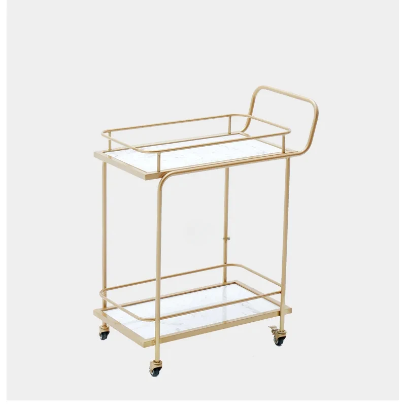 

Customized Kitchen Trolleys Home Mobile Trolley High-end Wine Trolley Golden Iron Marble Merchant Creative Kitchen Island GM