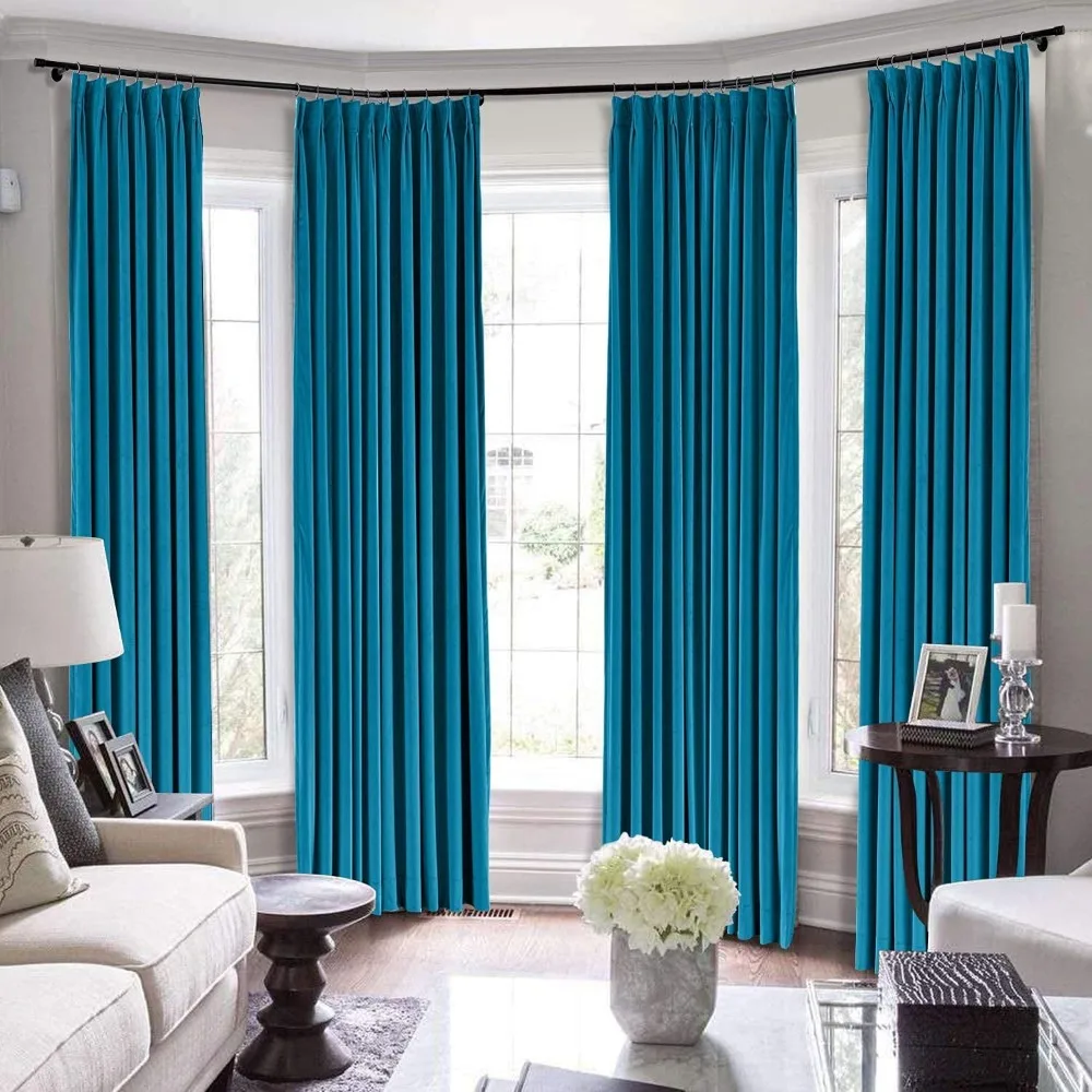 Cortinas plisadas de pellizco azul real con ganchos para sala de estar, dormitorio, bungalow, salón, tratamientos de ventana de 96 pulgadas de ancho