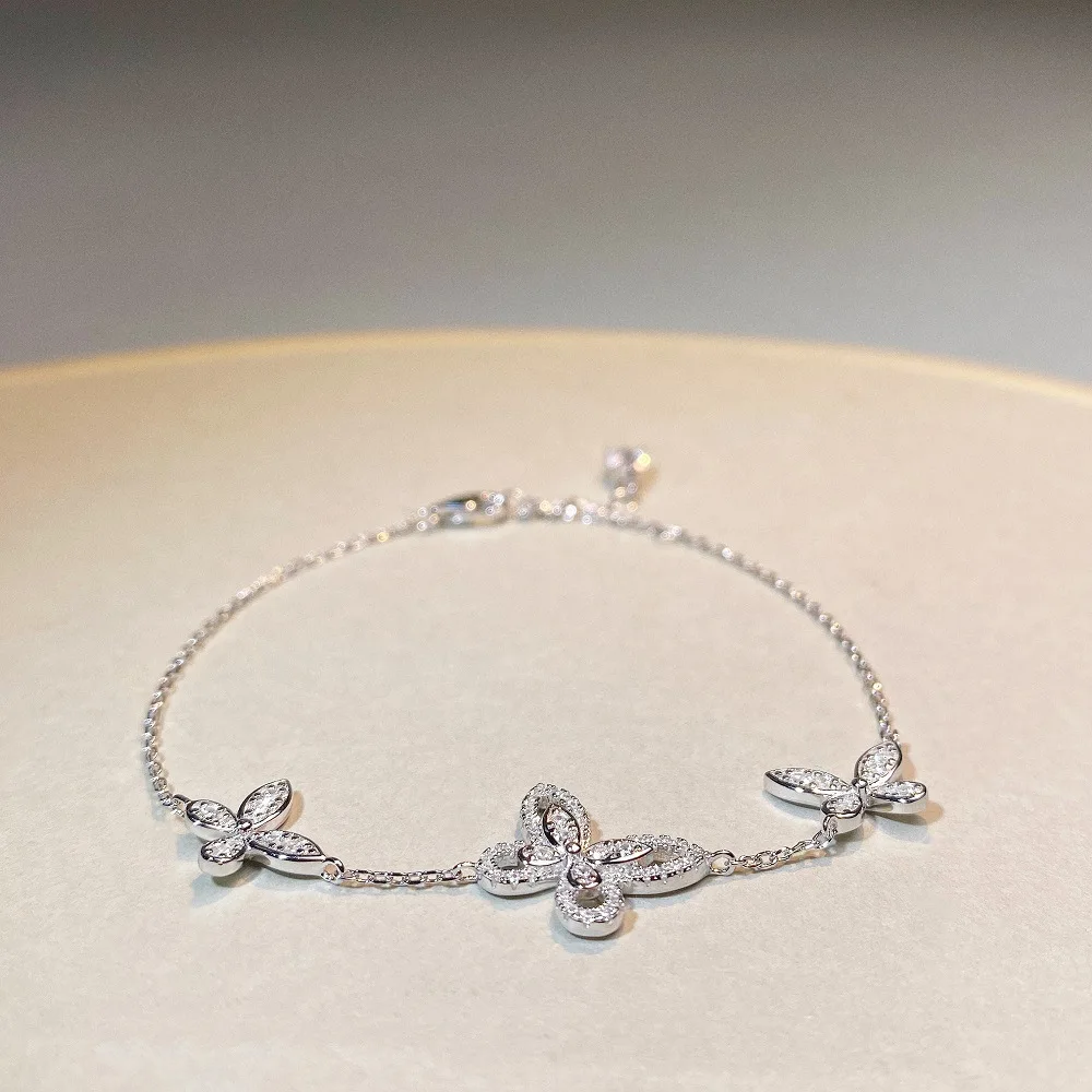 PT950 Platinum Phantom Butterfly Hand Chain - Women's Trendy Minimalist Hand Chain with Zirconia and Full Diamond Set