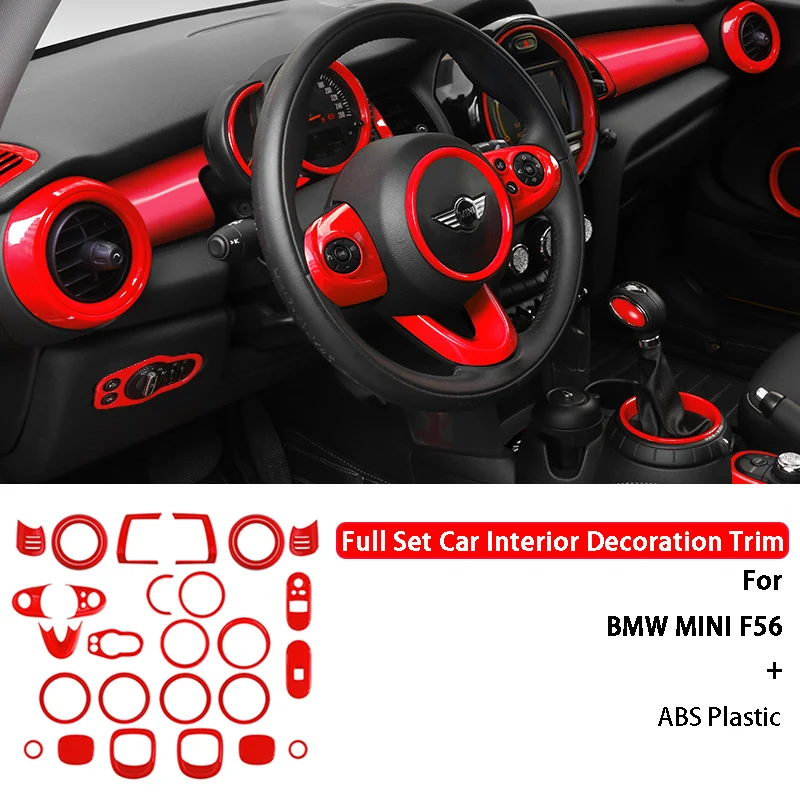 

Interior Glossy ABS Central Control Gear Steering Wheel Decorative Instrument Cover Stickers For M coope r F 56 Car Styling