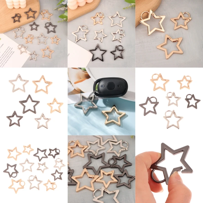 metal-hollow-star-shaped-spring-clasp-keychain-diy-jewelry-making-accessories-with-dog-chain-connection-and-bag-clip