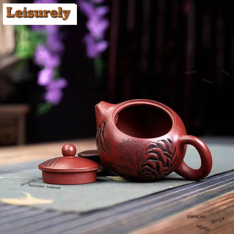 

220Ml Exquisite Yixing Purple Clay Teapot Handmade Pot Raw Ore Dragon's Blood Sand Mud Tea Brewing Kettle Zisha Teaset Drinkware