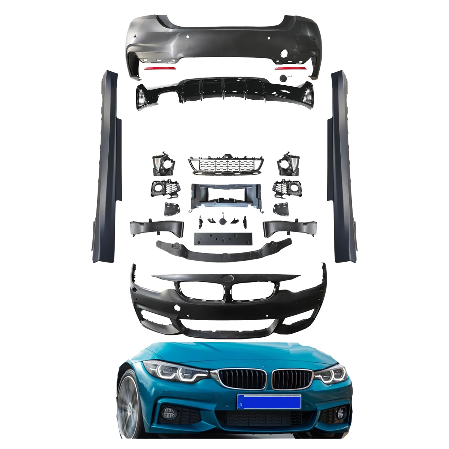 

M-Sport Bodykit for BMW 4 Series F32 F36 Front Bumper Lip Fender Rear Bumper Side Skirts Accessories