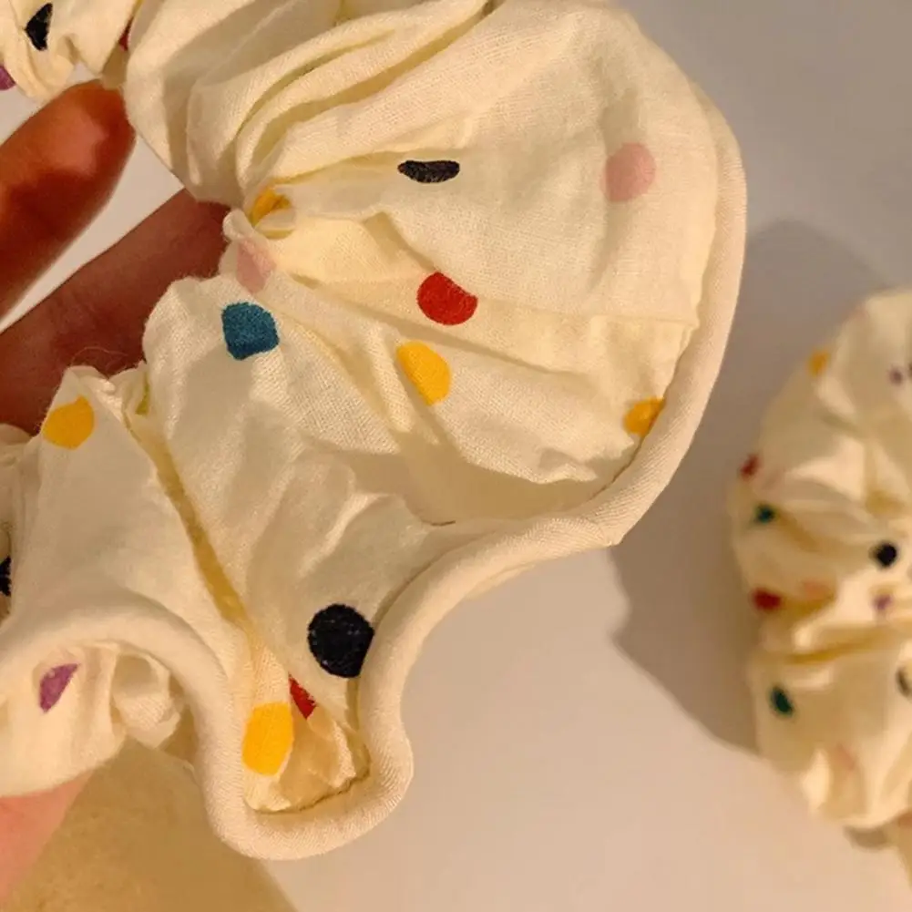 Comfortable Hair Rope Oversized Scrunchies for Thick Hair Dot Print Hair Ties Non-sticky Ponytail Holders Chiffon for Women