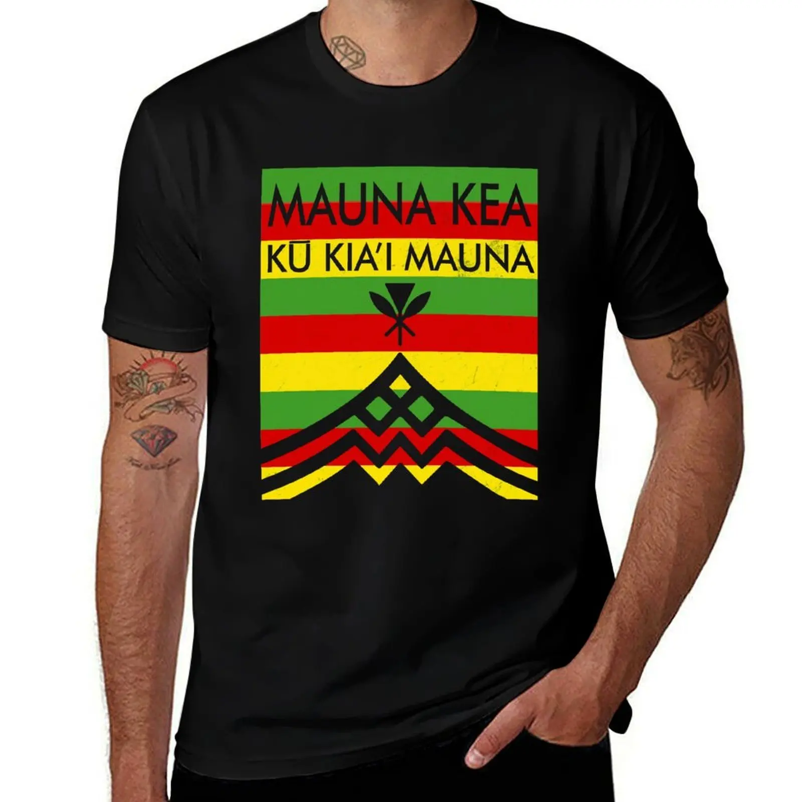 Футболка Ku Kiai Mauna - Защита и оборона канака маоли, гавайская футболка, быстросохнущая спортивная футболка для активного отдыха на природе.