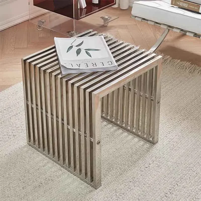 Nordic Furniture Stainless Steel Stool Porch Shoe Changing Stool Metal Dining Chairs Living Room Sofa Footstool