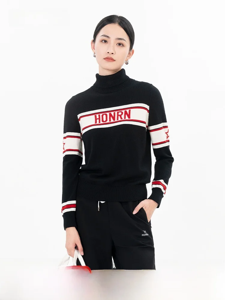 

Вязаный шерстяной свитер с высоким воротником Bla, повседневный облегающий женский топ от HONRN, удобный мягкий шерстяной материал для осени...