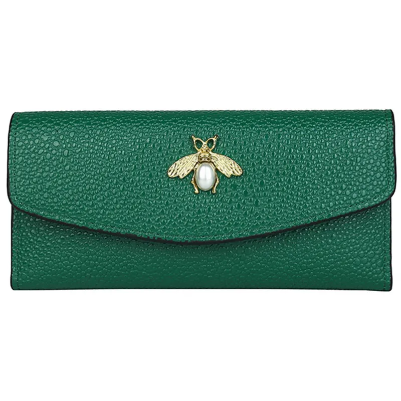 Cartera elegante para mujer con patrón de abejorro y diseño delgado, perfecta para uso diario