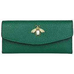 Cartera elegante para mujer con patrón de abejorro y diseño delgado, perfecta para uso diario