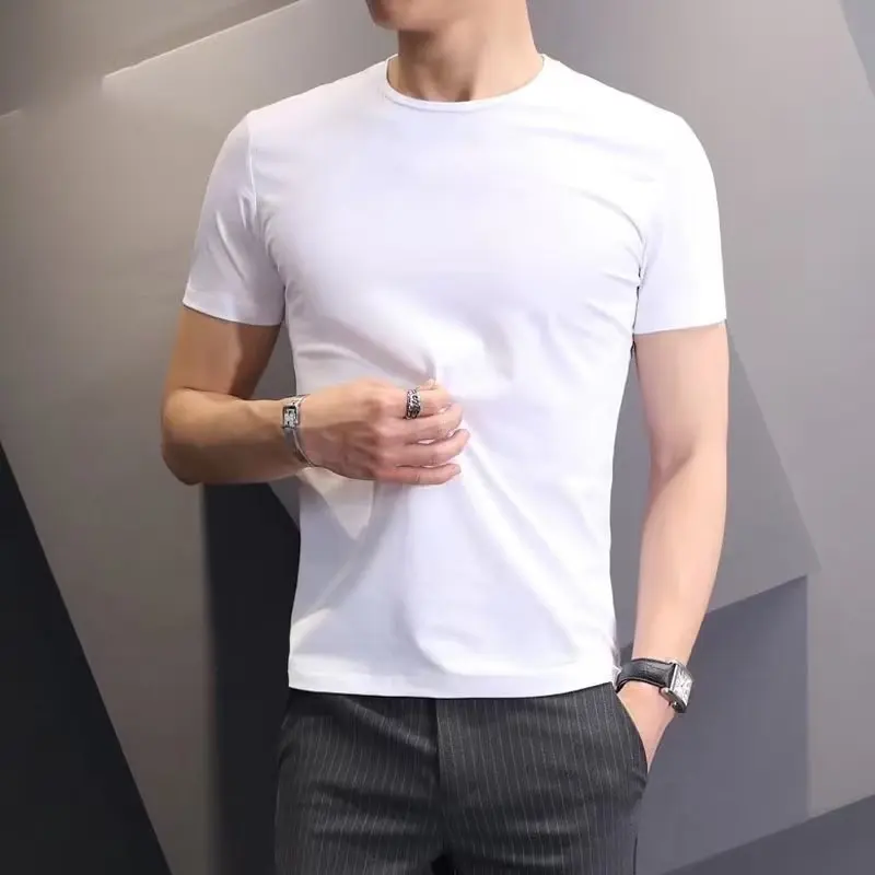 Marathon Men's Casual T-shirts Summer Quick Dry Breathable Round Neck Short Sleeve Elastic Outdoor Training Hiking Run T-shirts image 2