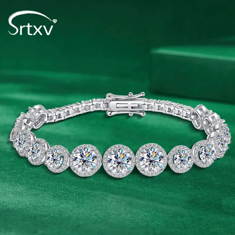 

D Color 11.1CT Moissanite Tennis Bracelet for Women 925 Sterling Silver Sparkling Chain Wedding Party Birthday Gift Fine Jewelry