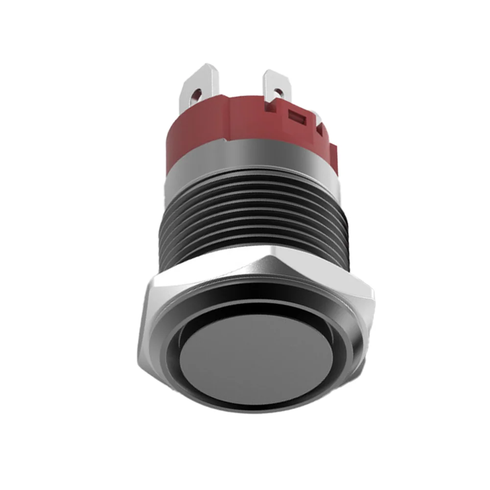 Waterproof 16mm Metal Push Button Switch 15A Self Locking Flat Top No Illumination Copper Nickel Plated Safety Use