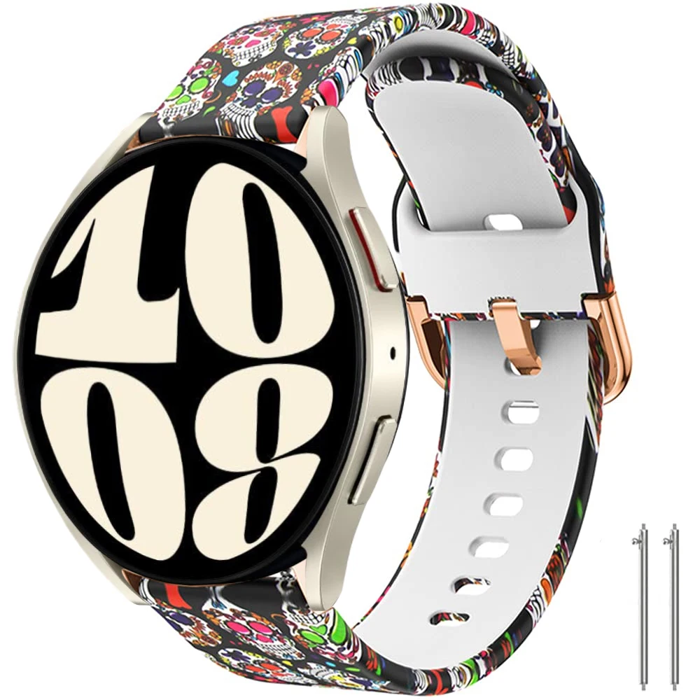 Silicone Floral Strap for samsung galaxy Watch 6 40mm 44mm Replacement 20mm Wristband Bracelet Galaxy Watch 6 Classic 47mm 43mm