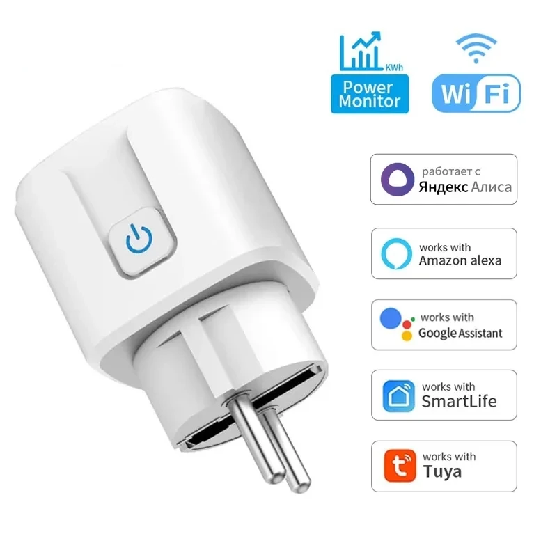 Tuya WIFI Smart Socket EU 16A/20A Wifi/Zigbee Smart Plug With Power Monitoring Smart HomeVoice Control Support Google Home Alexa