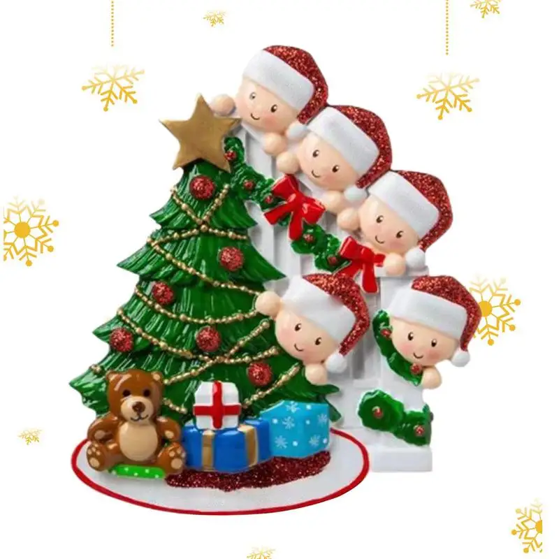 Персонализированное рождественское украшение Рождественский кулон Семейный сплав из смолы Имя Благословение Рождественская елка Украшение Подвеска Рождество