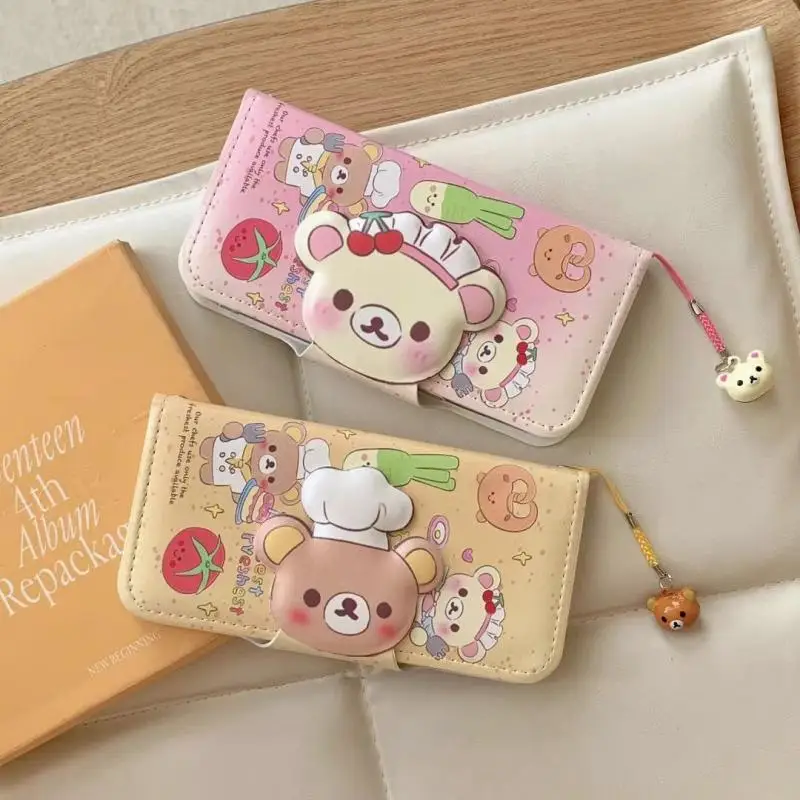 

Cute Chef Rilakkuma Cartoon Flip Phone Case Suitable for Iphone 15/14/13 Iphone 12Pro Max There Are Pendants Decoration Gifts