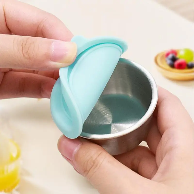 Small Condiment Containers 6X Dipping Sauce Cups Reusable Condiment Sauce Cups With Leakproof Silicone Lids For Lunch Box Work