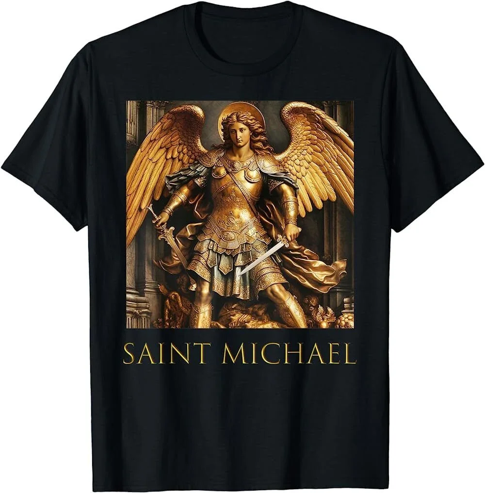 New Arrival Men Clothing BEST TO BUY Dark Gold Saint Michael The Archangel Christian Shirt Woman Classic Vintage Tops Tee Shirt