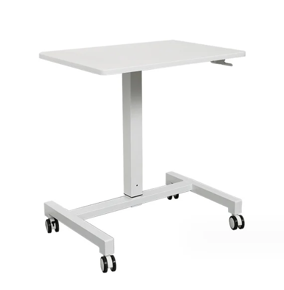 Modern Design Mobile Desk Overbed Laptop Table Computer Cart Lockable Wheels Gas-Spring Height Adjustable Sit to Stand Desk