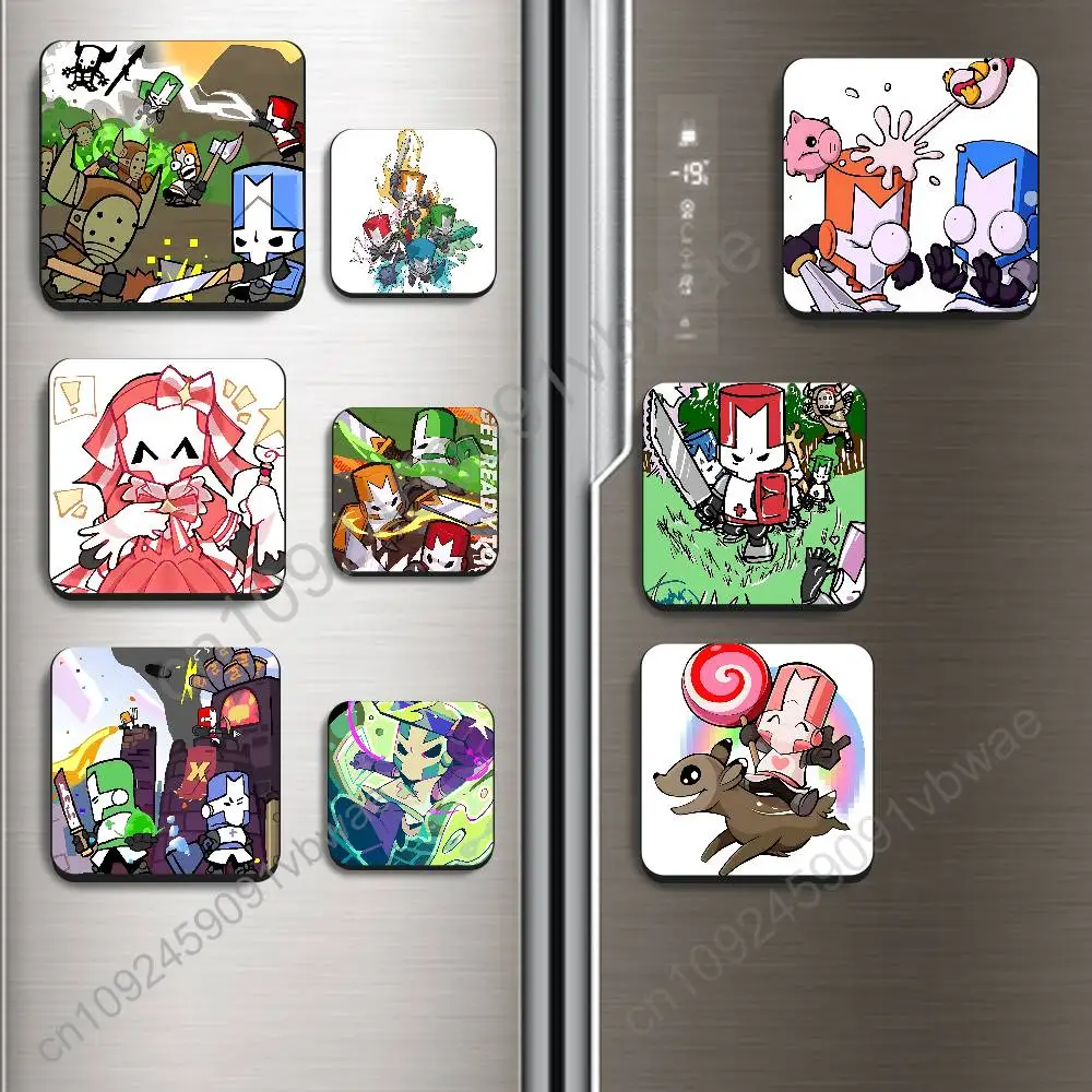 

Art cute cool Castle Crashers Black Square Plastic Fridge Magnet, for Magnetic, No Trace Left, Durable, Smooth and Textured