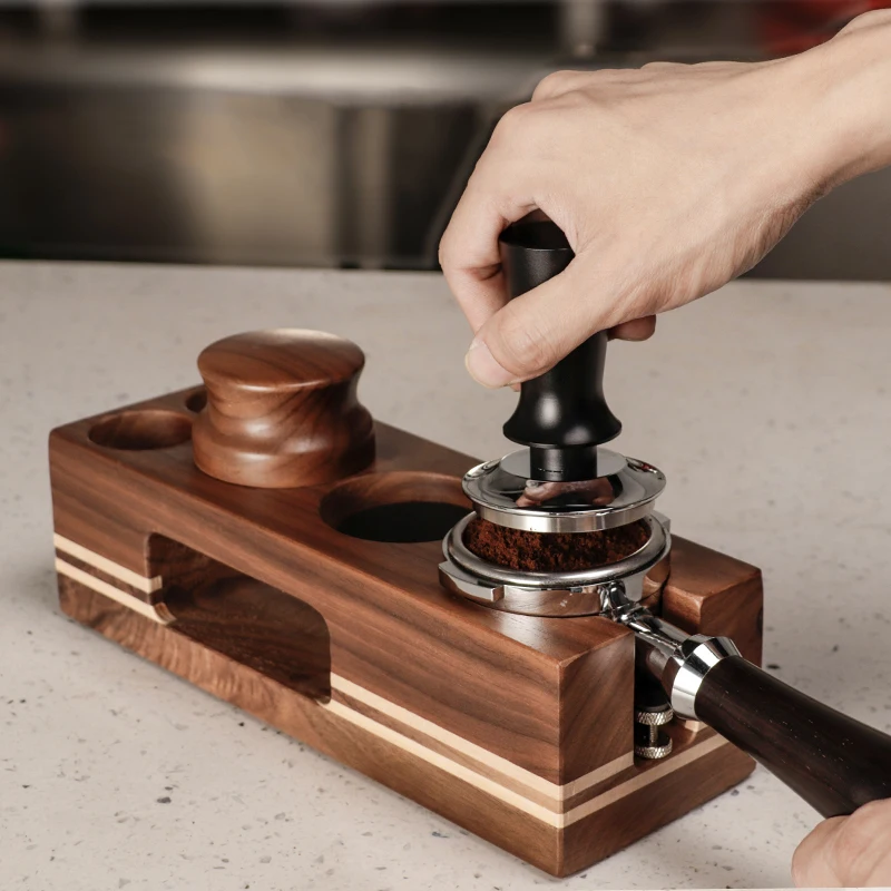 Coffee Tamper Holder 51mm/58mm Wood Coffee Tamper Stand Espresso Tampering Mat for Espresso Barista Tool
