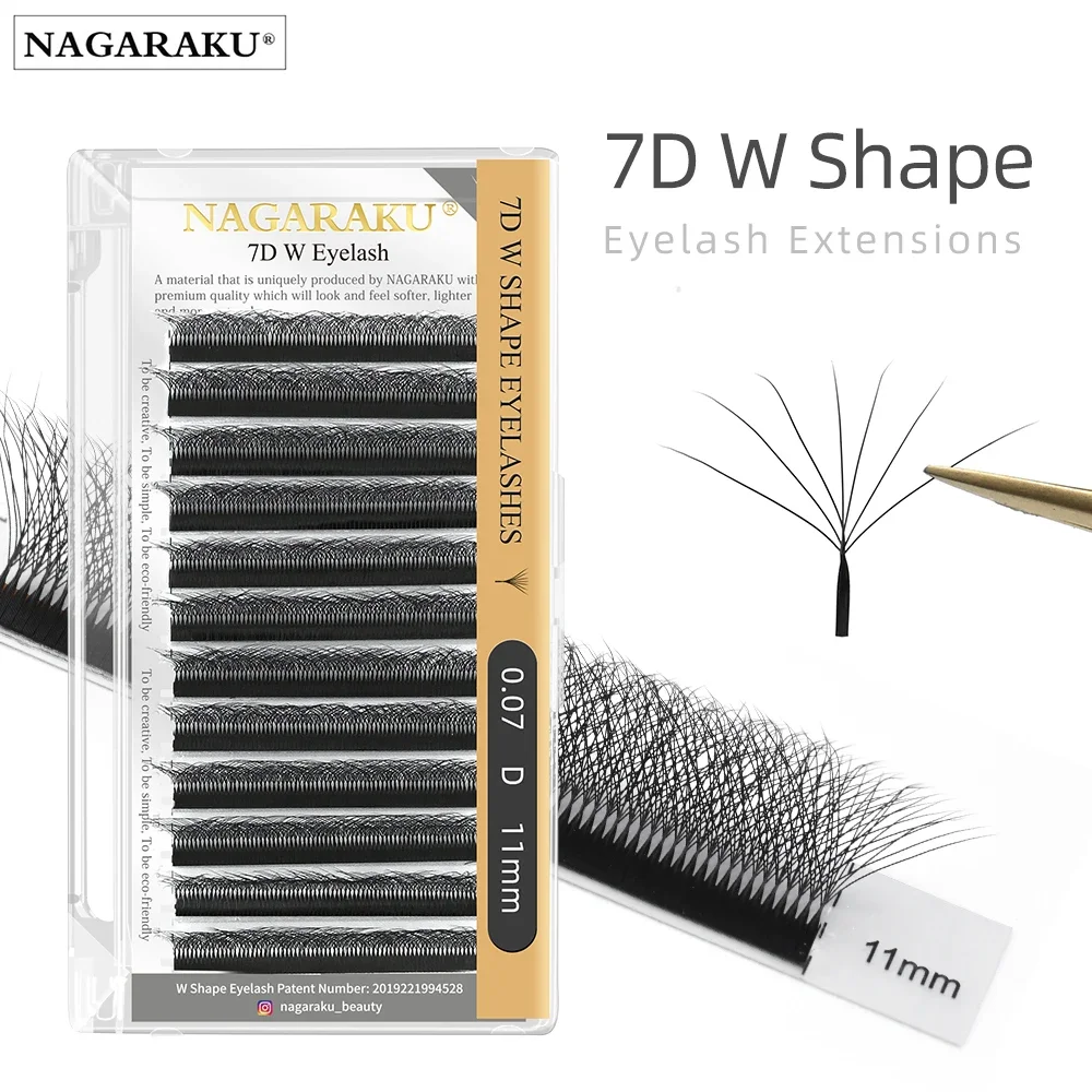 

NAGARAKU 7D W Shape Premade Flower Eyelash Extensions Natural Soft Light Lashes Full Dense Seven Leaves