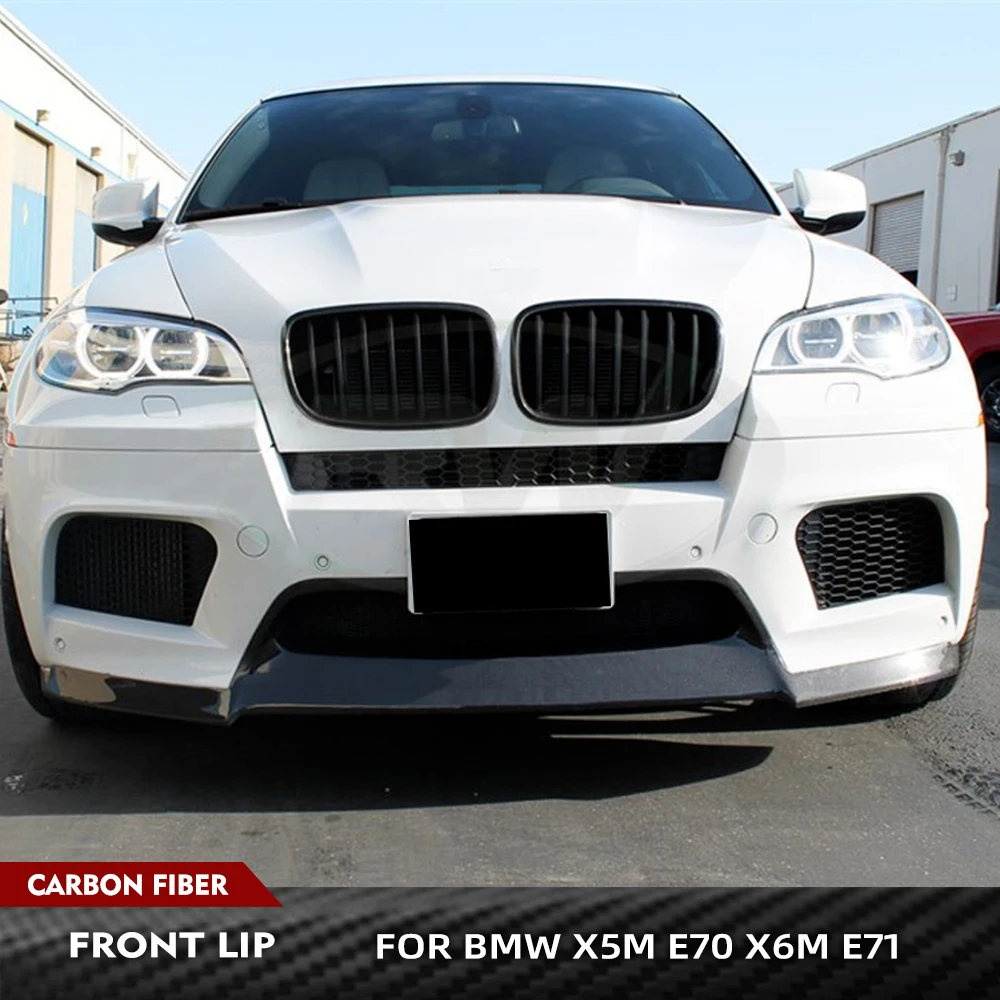 For BMW X5M E70 X6M E71 2010-2014 Carbon Fiber Front Bumper Lip Front Lip Spoiler Body Kit  Lip Spoiler Splitters FRP 3PCS/SET