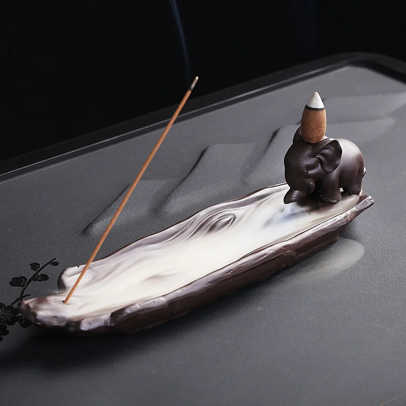 Purple Clay Incense Holder Incense Stand Backflow Incense Burner Creative Cartoon Elephant Rhino Hippo Backflow Incense Burner O