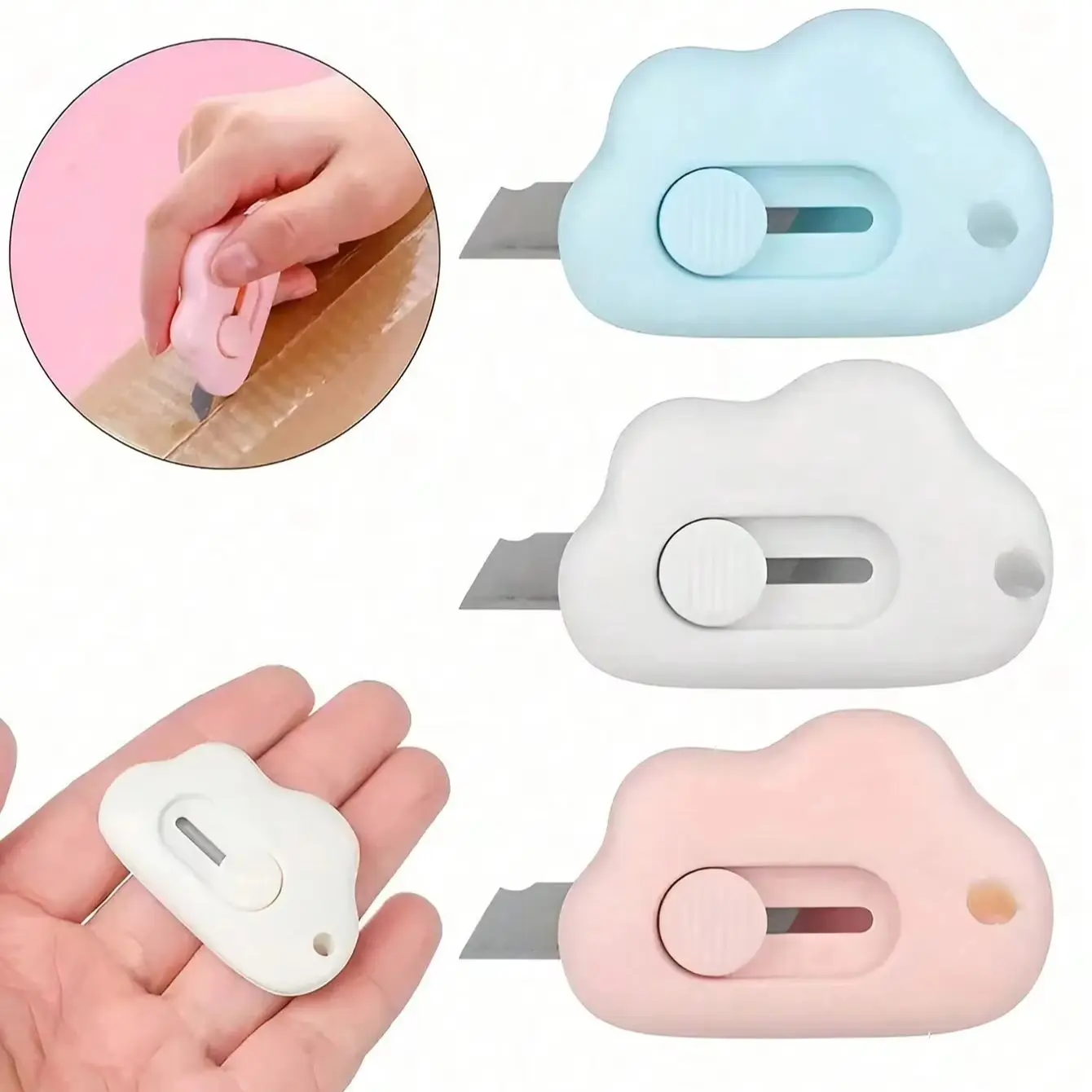 1/2/3Pcs Mini Pocket Cloud Art Utility Knife Paper Cutter Craft Wrapping Refillable Blade School Office Stationery Supplies