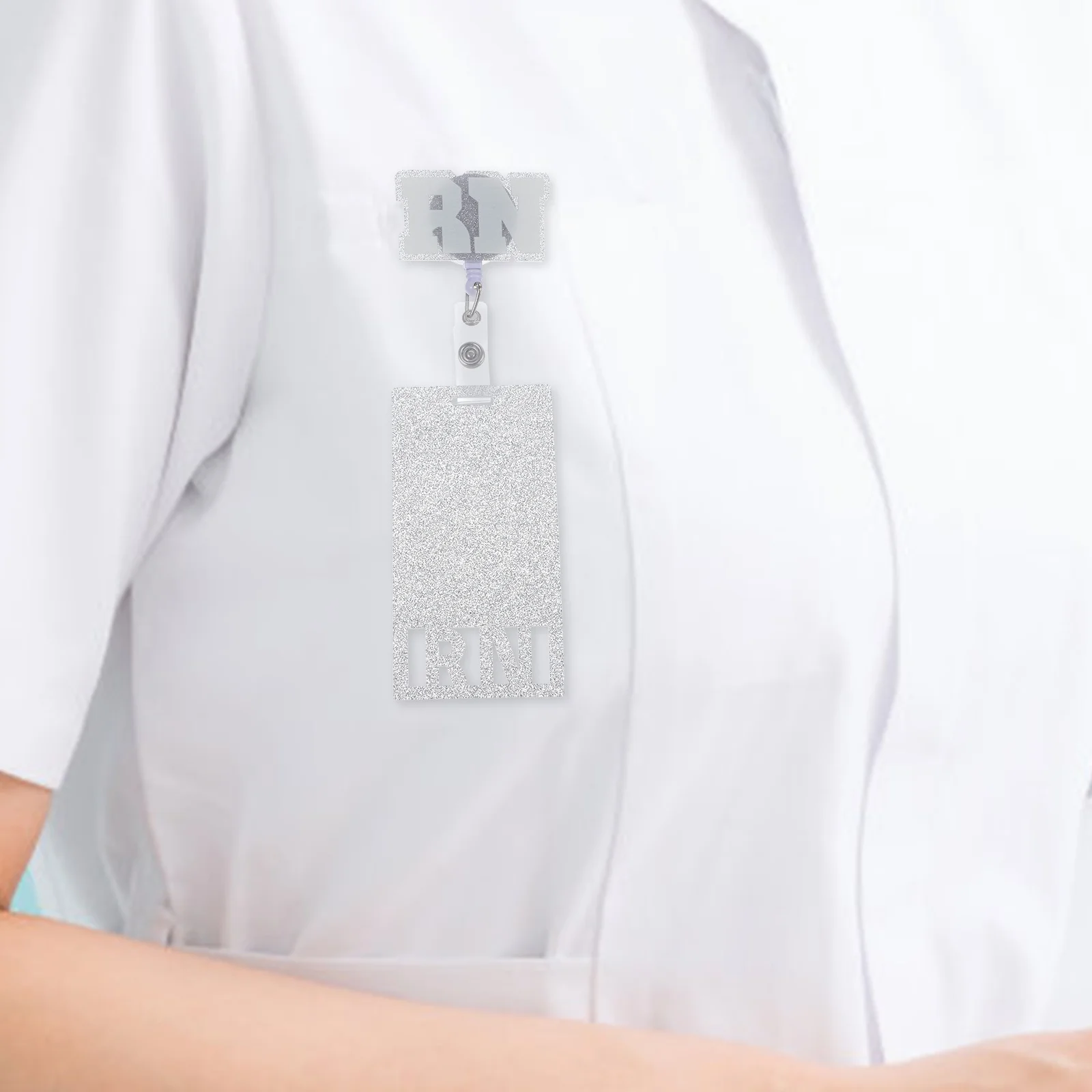 

Elegant Glitter Acrylic Badge Holder Retractable with Clip for Nurse Badge Cards Id Display Portable Stylish Nursing Work
