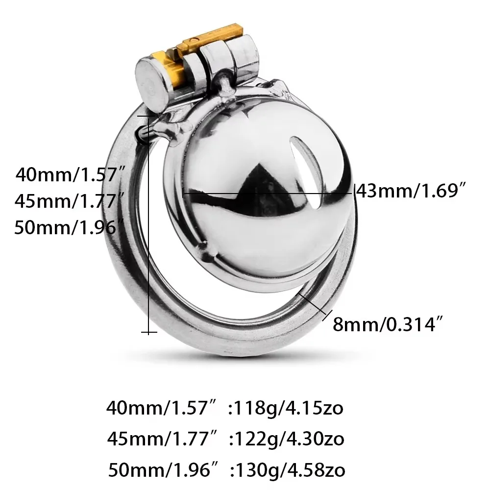 قفل القضيب الصغير قفص القضيب نصف كروية العفة قفص الفولاذ المقاوم للصدأ أجهزة العفة الذكور ألعاب الجنس الكبار للرجال خاتم الديك
