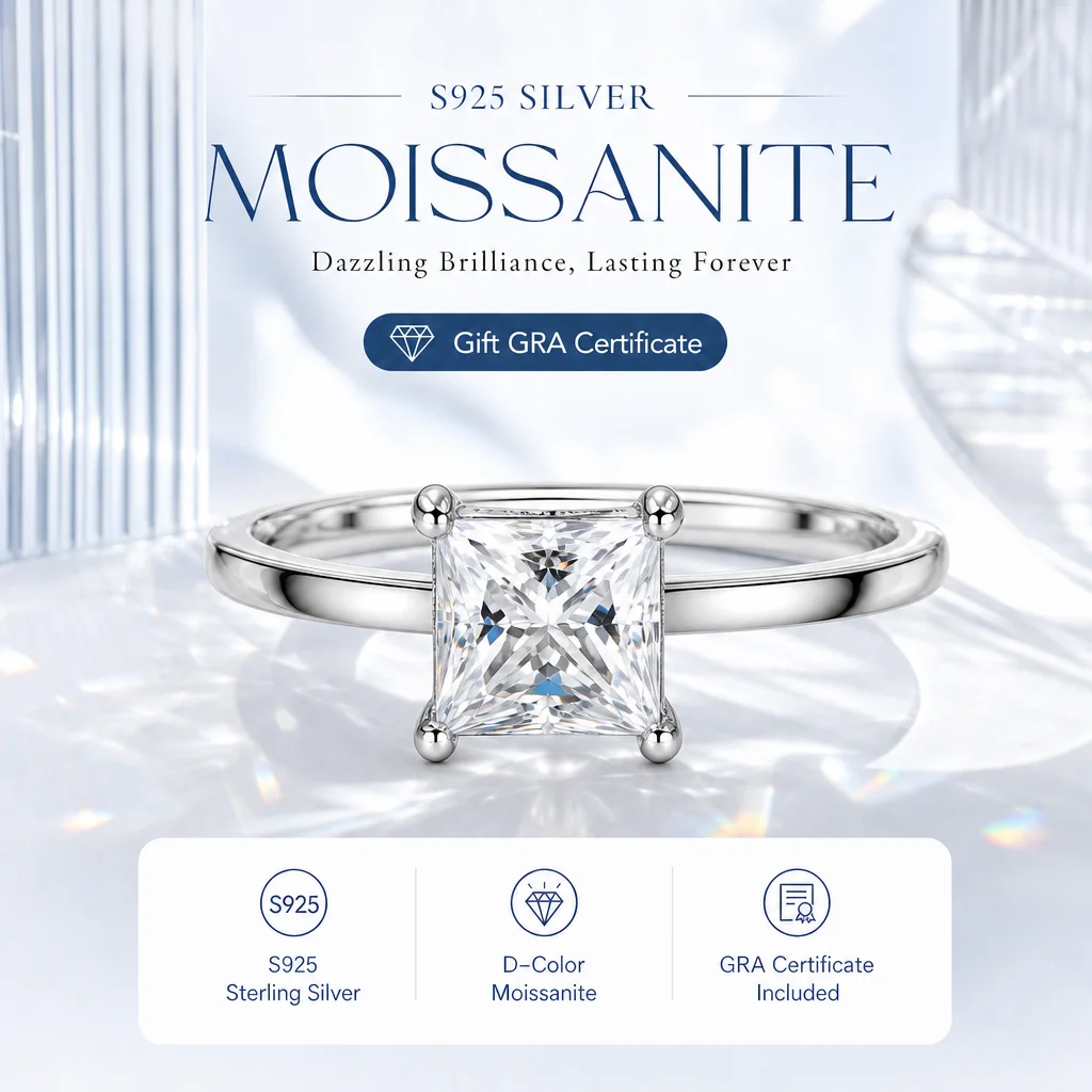 Princess Cut Rings Adjustable Rings With GRA Certificate Moissanite Pass Diamond Tester S925 Sterling Silver Oval Pear Rings Man