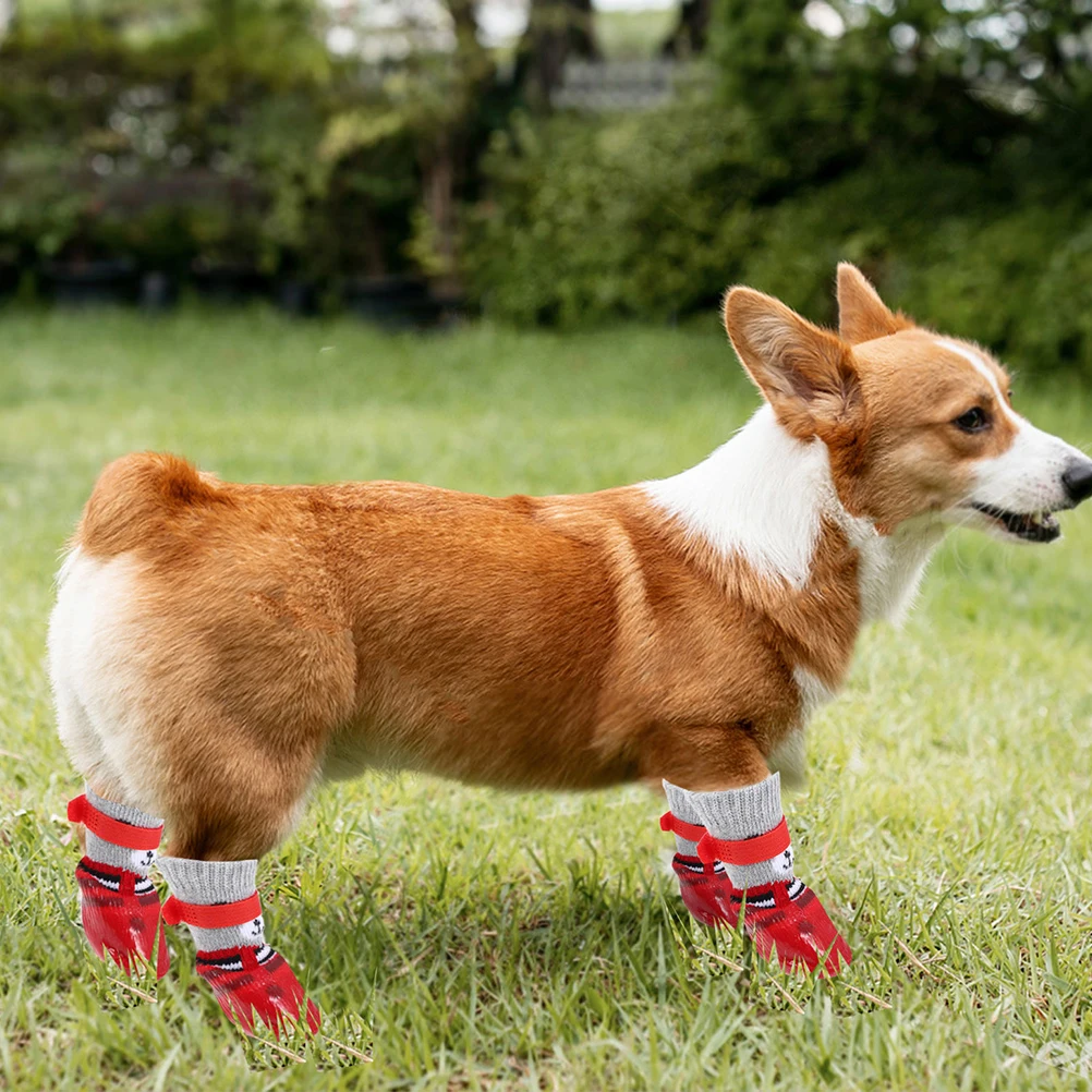 

4 Pcs Breathable Waterproof and Anti-slip Shoes Socks Protectors Cotton Booties for Dogs