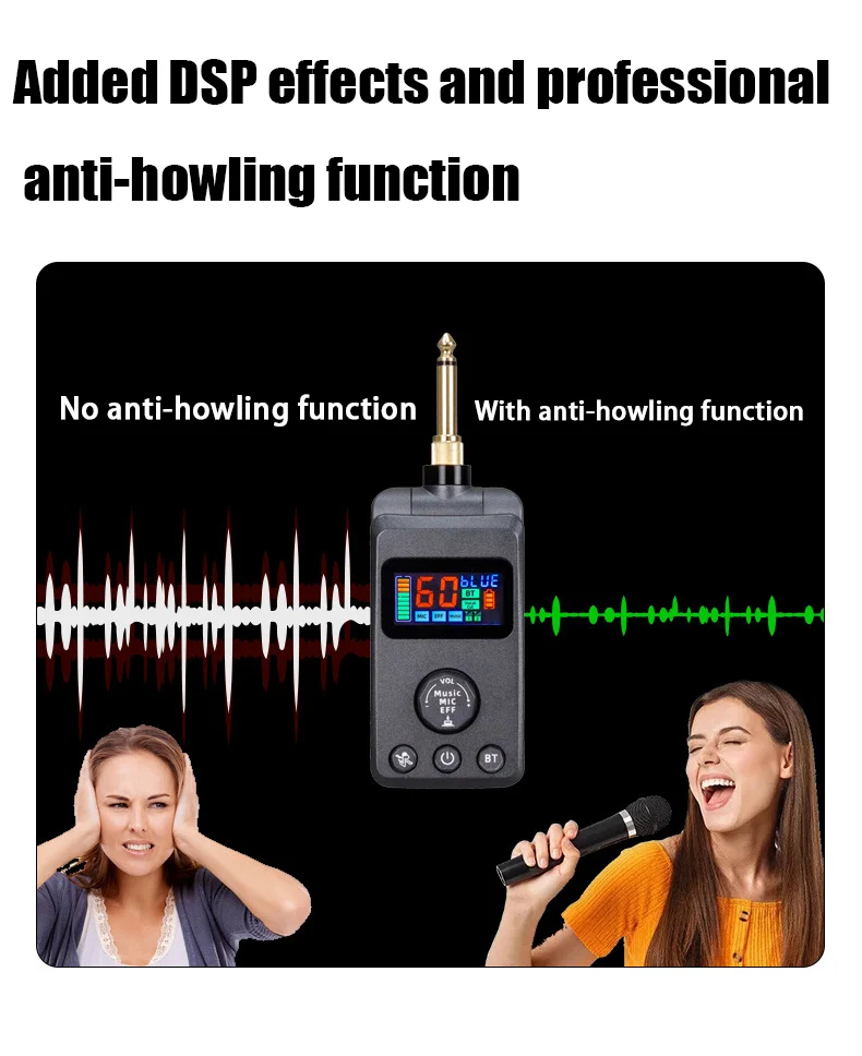 Wireless Professional Plug-play Wireless Pro Dual Microphone Noise DSP Ultra-high Frequency Microphone