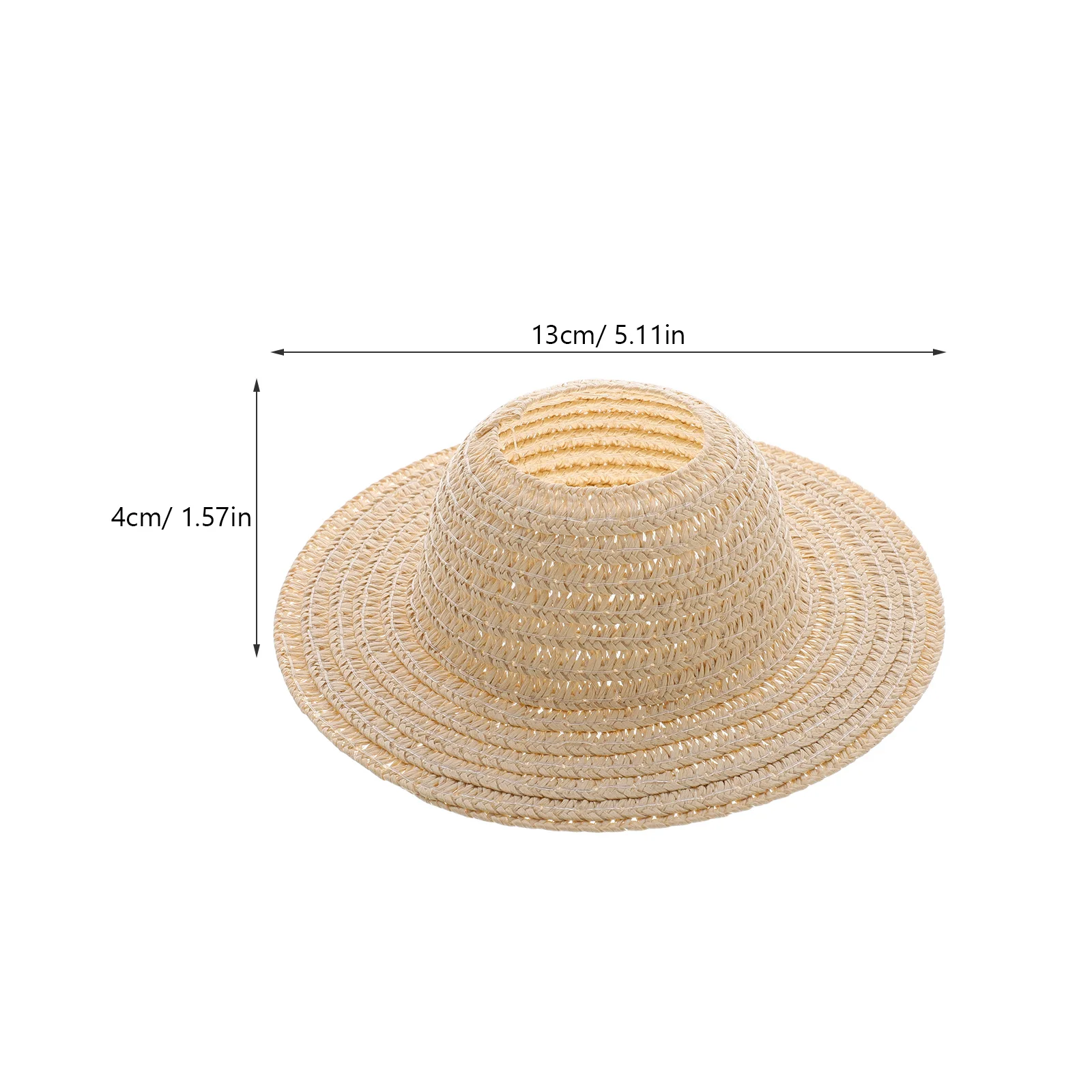 Mini chapeau de paille à dessus creux, 13cm, en Nylon, accessoires artisanaux décoratifs faits à la main pour habiller une maison de poupée, chapeaux miniatures
