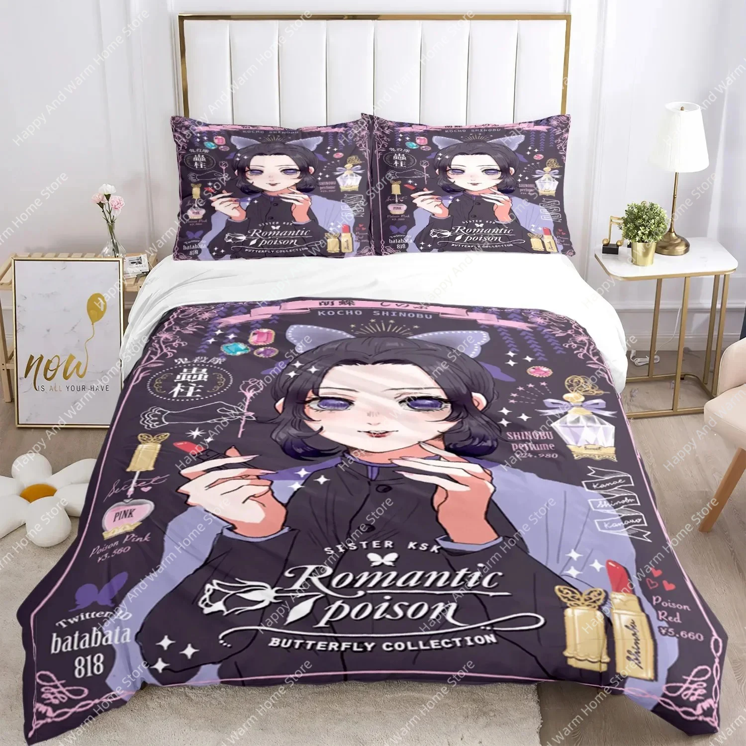 

Anime Demon Slayer Print Bedding Set Nezuko Bed Linen Full Queen Double Single King Size Duvet Cover Set Linen Boys Adults Gift