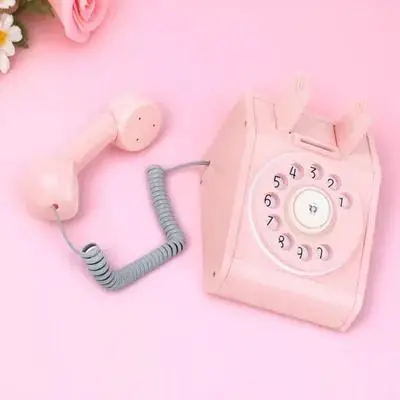

Wooden Telephone Toy Pink Kids Educational Retro Practical Phone Plaything Hand Brain Development Interaction Gift