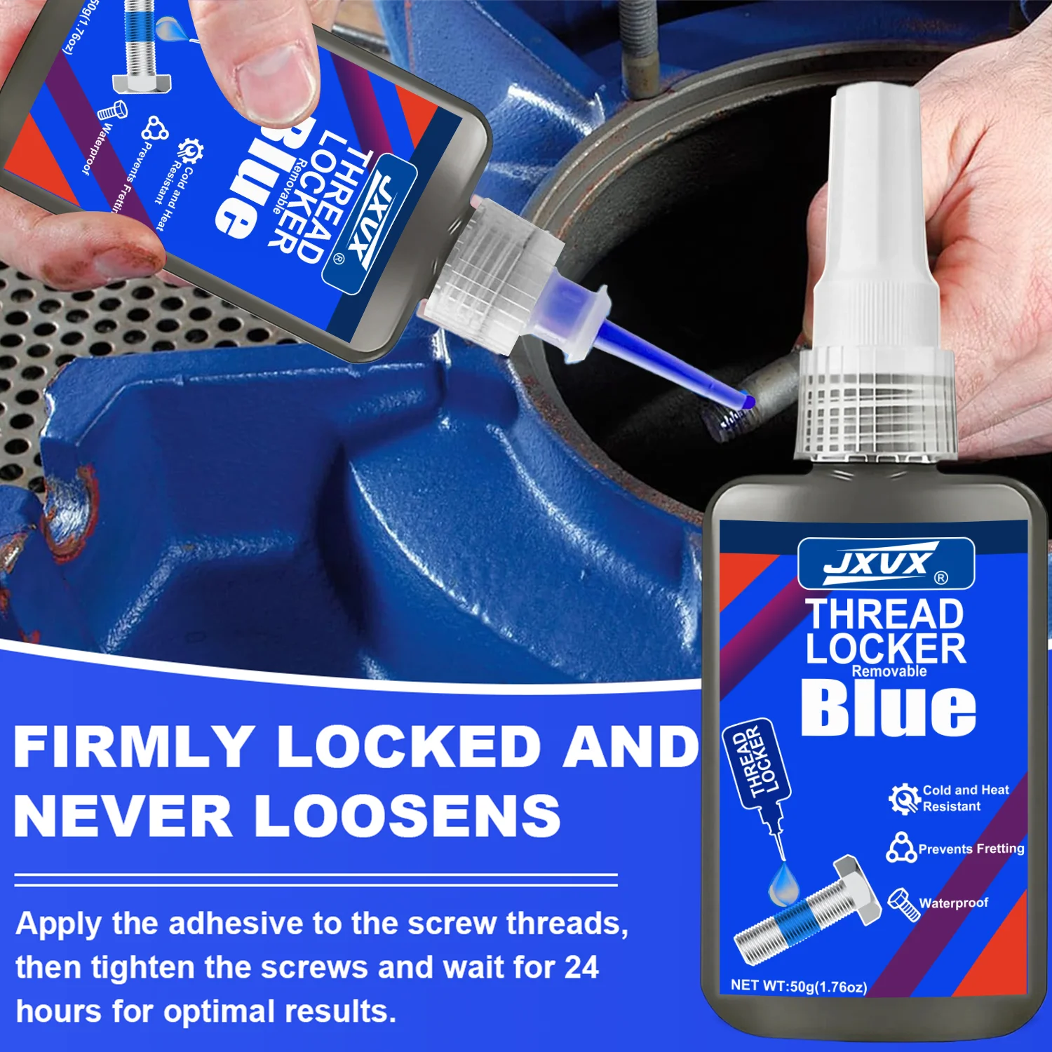 Blue Threadlocker Medium Strength Threadlocker 243 Anaerobic Glues Anti Loose Screw Glues For Locking And Sealing Of Threaded Components,Removable Waterproof Hardware  Replaces gaskets 10-50ml.