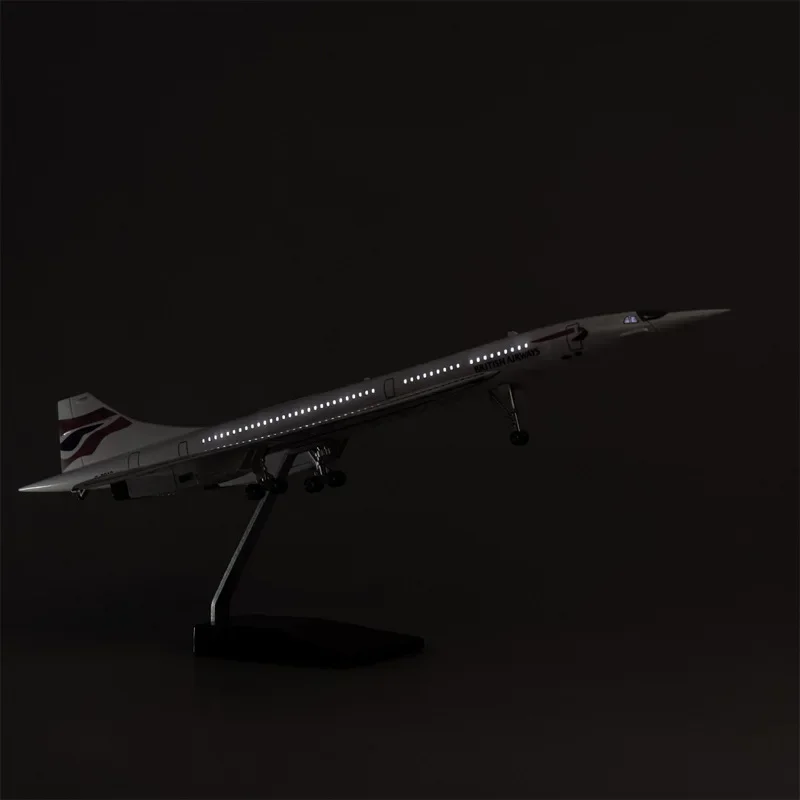 Nieuwe 50Cm 1:125 Schaal Diecast British Airways Concorde Hars Vliegtuig Airbus Met Licht En Wielen Speelgoed Vliegtuig Collectie Display