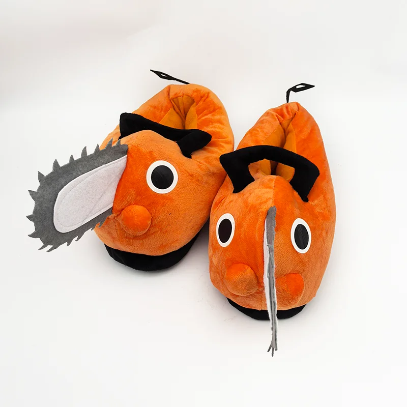 

TreasuringU оранжевые плюшевые тапочки с собакой, милая мужская обувь с бензопилой, домашняя женская мягкая обувь с героями мультфильмов для взрослых, рождественские подарки