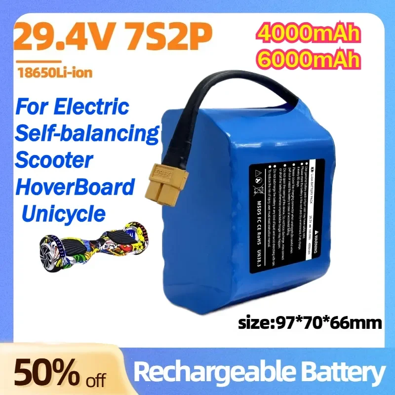 

High-quality 25.2V 4000mAh 6000mAh Rechargeable Lithium-ion Battery for Electric Self-balancing Scooter,HoverBoard
