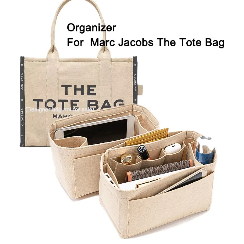 Insert organisateur de sac à main, organisateur de sac en feutre avec fermeture éclair, sac à main et fourre-tout façonnant, adapté pour Marc Jacobs le sac fourre-tout