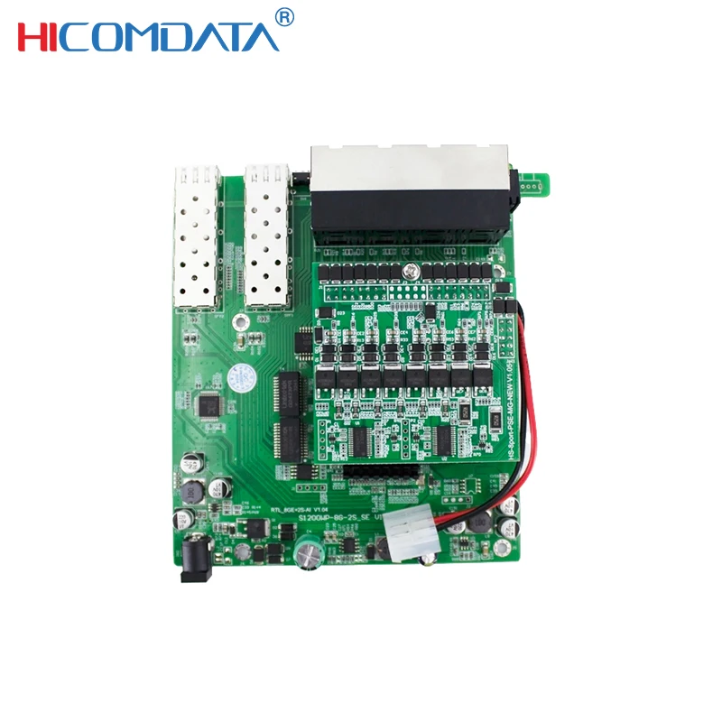 HICOMDATA Gigabit Ethernet L2-conmutador PoE gestionado POE PCBA L2-conmutador PoE administrado con puertos de ranura SFP de 2*1000M y puertos PoE de 8*100/1000M